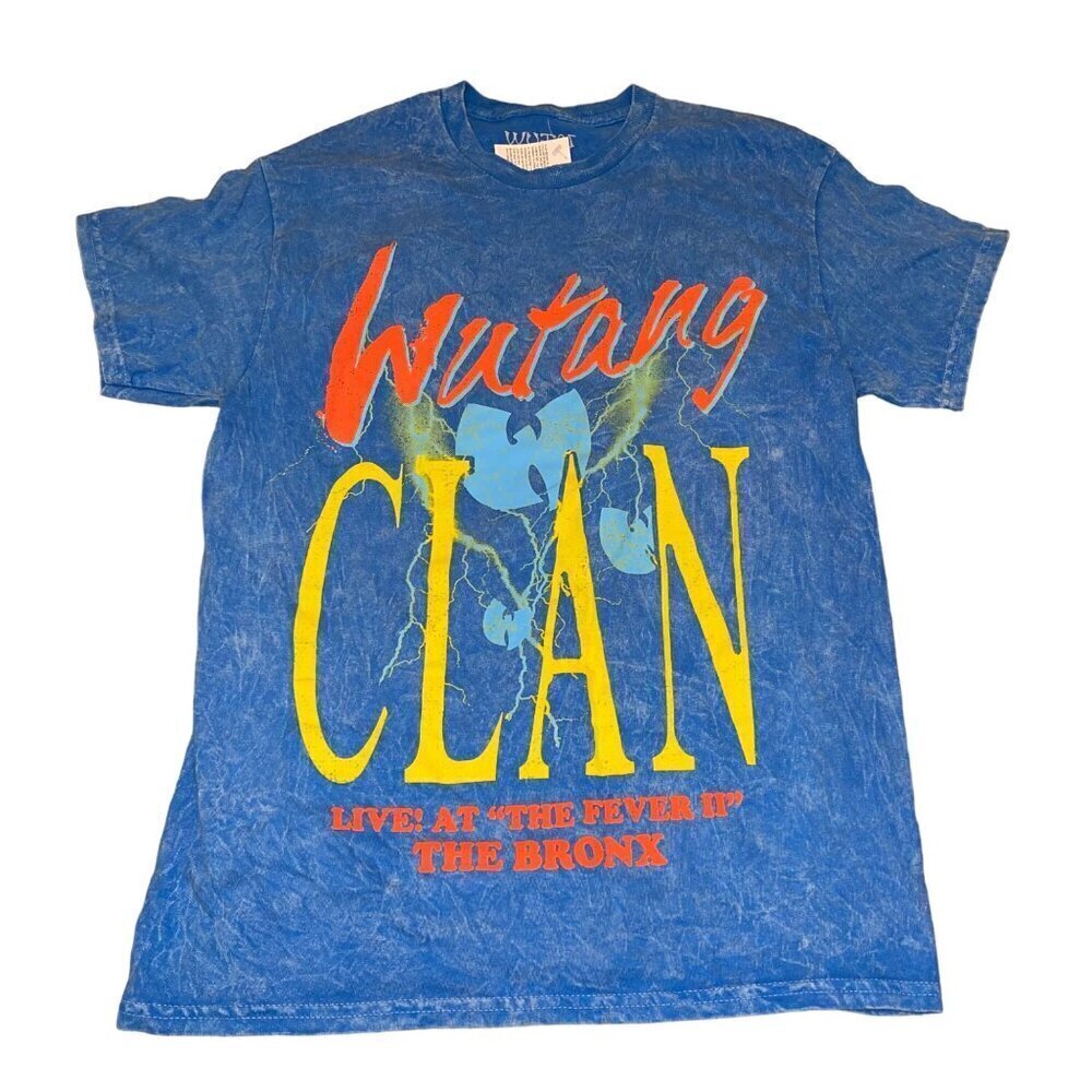 Wu Tang Clan Mens Tee Shirt Size Medium Blue Acid Wash Pure Cotton New